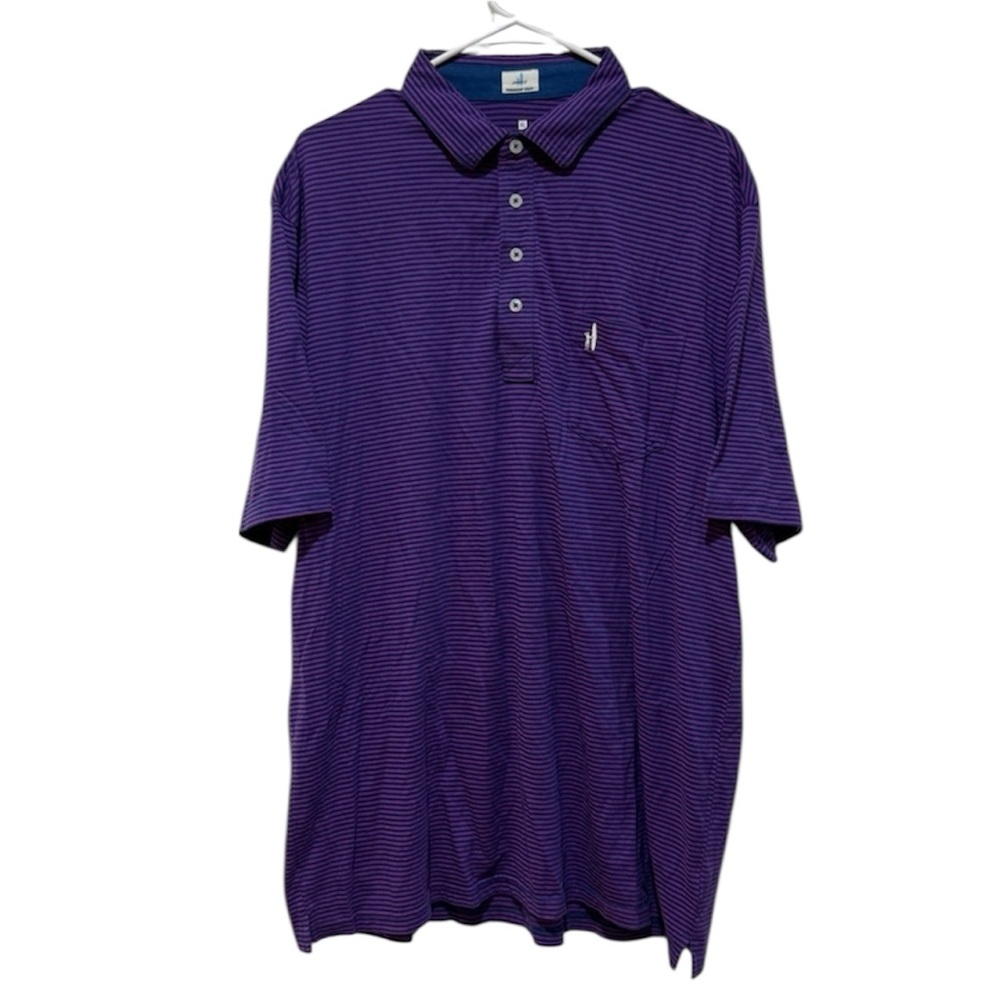 Johnnie-O Men’s Hanging Out Striped Polo Shirt XL Purple Blue Preppy Golf Tennis